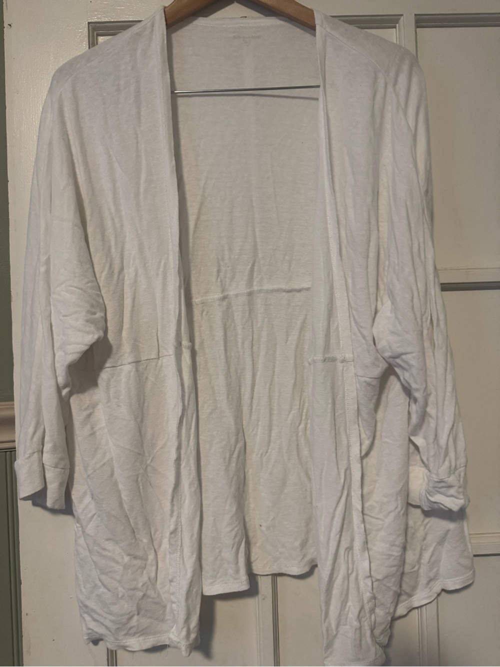 Garnet Hill White Open-Front Lightweight Cardigan